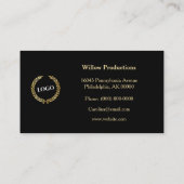 青エレガント金ゴールドAgateロゴ 名刺 (裏面)