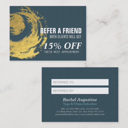 青エレガント金ゴールドZENシンボル紹介カード 紹介カード (正面/裏面)