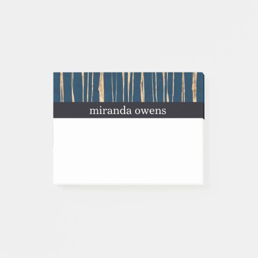 青エレガント金フェイク箔 ポストイット (正面)