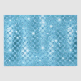 青エレガント金市松模様に属グリッター 薄葉紙