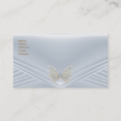 青エレガント銀ダイヤモンドバタフライジュエル 名刺 (裏面)