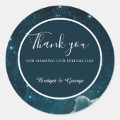 青エレガント銀河系ス結婚カイズ ラウンドシール (正面)