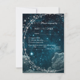 青エレガント銀河系ス結婚カイズ 出欠カード