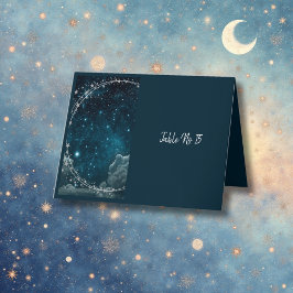 青エレガント銀河系空の独身のシーティングカード サンキューカード