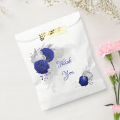 青エレガント銀王室の花結婚式の引き出物ba フェイバーバッグ (封をした状態)