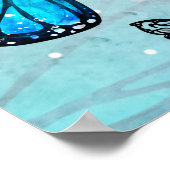 青エレガント銀蝶フォトブースプロップ ポスター (角)