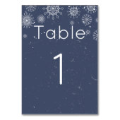 青エレガント雪の結晶の冬の結婚式のテーブル番号 テーブルナンバー (正面)