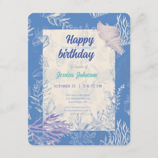 青エレガント雲母 エンクロージャーカード (正面)