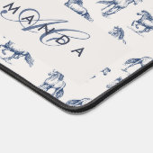 青エレガント馬のモノグラムのイニシャル デスクマット (コーナー)