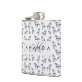 青エレガント馬のモノグラムのイニシャル フラスク (左)