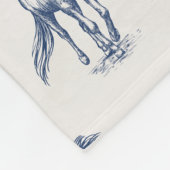 青エレガント馬のモノグラムのイニシャル フリースブランケット (角)