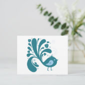 青エレガント鳥 ポストカード (スタンド正面)