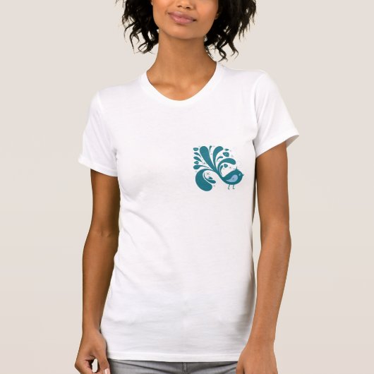 青エレガント鳥 Tシャツ (正面)