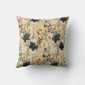 青エレガント黄の花柄 クッション (裏面)