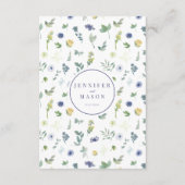 青エレガント黄の花結婚の詳細 エンクロージャーカード (裏面)