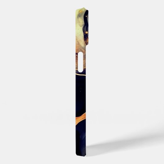 青エレガント黒大理石アートフェイク金ゴールドグリッター Case-Mate iPhoneケース (裏面 / 右)