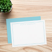 青エレガント2ミニマ縁どルモノグラム名 ノートカード