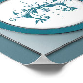 青エレガント/グレー旋回フローラSq.プリント ポスター (角)