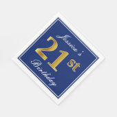 青エレガント、フェイク金ゴールド21歳、名前をカスタムする スタンダードランチョンナプキン (角)