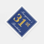 青エレガント、フェイク金ゴールド31番目の誕生日、名前をカスタムする スタンダードランチョンナプキン (角)