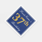 青エレガント、フェイク金ゴールド37番目の誕生日、名前をカスタムする スタンダードランチョンナプキン (角)