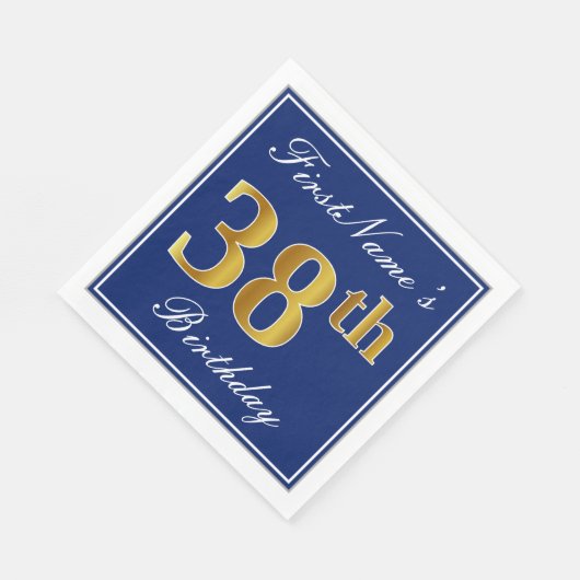 青エレガント、フェイク金ゴールド38誕生日、名前をカスタムする スタンダードランチョンナプキン (角)