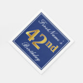 青エレガント、フェイク金ゴールド42番目の誕生日、名前をカスタムする スタンダードランチョンナプキン (角)