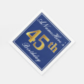 青エレガント、フェイク金ゴールド45番目の誕生日、名前をカスタムする スタンダードランチョンナプキン (角)