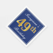 青エレガント、フェイク金ゴールド49誕生日、名前をカスタムする スタンダードランチョンナプキン (角)