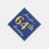 青エレガント、フェイク金ゴールド64番目の誕生日、名前をカスタムする スタンダードランチョンナプキン (角)