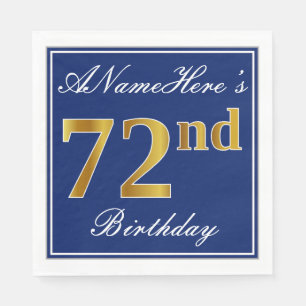 青エレガント、フェイク金ゴールド72番目の誕生日、名前をカスタムする スタンダードランチョンナプキン