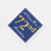 青エレガント、フェイク金ゴールド72番目の誕生日、名前をカスタムする スタンダードランチョンナプキン (角)