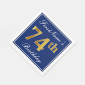 青エレガント、フェイク金ゴールド74番目の誕生日、名前をカスタムする スタンダードランチョンナプキン (角)