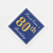 青エレガント、フェイク金ゴールド80番目の誕生日、名前をカスタムする スタンダードランチョンナプキン (角)