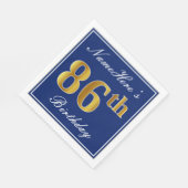 青エレガント、フェイク金ゴールド86番目の誕生日、名前をカスタムする スタンダードランチョンナプキン (角)