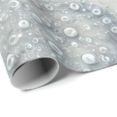 青エレガント、灰色、白の羽毛の宝石 ラッピングペーパー (ロールコーナー)