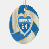 青エレガント、白、および金ゴールドバレーボール セラミックオーナメント (右)