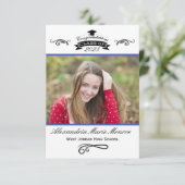 青エレガント- 3x5卒業案内 招待状 (スタンド正面)