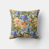 青オかわいらしレンジタイガーリリーの花 クッション (裏面)