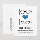 青オタク系の色の眼鏡はがきを保存 案内ポストカード (正面/裏面)