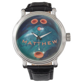 青オパーソナライズされたレンジボウリングボール 腕時計