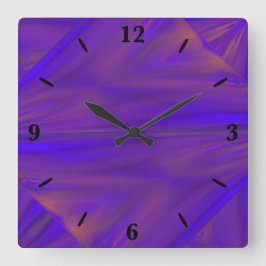 青オレンジと紫の抽象デザイン模様 スクエア壁時計