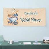 青オレンジのカボチャと芙蓉の花のブライズシャワー 横断幕 (トレードショー)