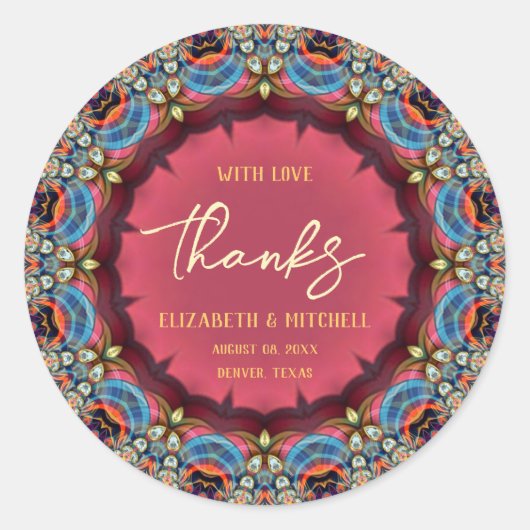 青オレンジの宝石 フラクタルレースに感謝 ラウンドシール (正面)