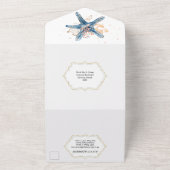 青オレンジヒトデのコーラルウォーター色海 オールインワン招待状 (外側)