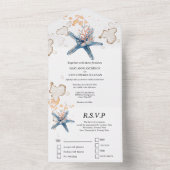 青オレンジヒトデのコーラルウォーター色海 オールインワン招待状 (内側)