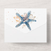 青オレンジヒトデのコーラルウォーター色海 オールインワン招待状 (裏面)