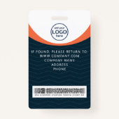 青オレンジビジター企業のパスIDバーコード バッジ (裏面)