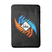 青オレンジフ日本のランモノグラム バスマット (正面縦)