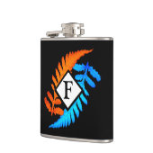 青オレンジフ日本のランモノグラム フラスク (左)